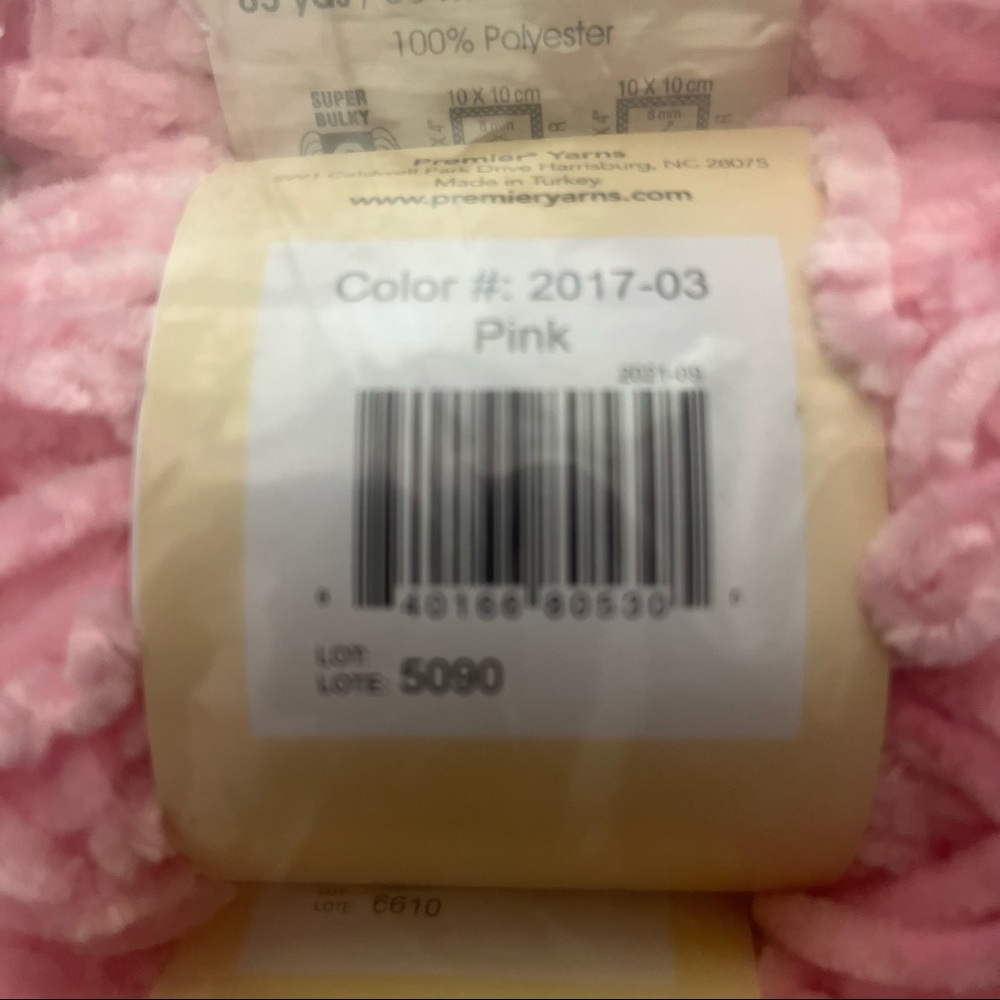 New 3 Skeins Premier Just Chenille Yarn  Pink 65 Yards 100% Polyester - Picture 3 of 3